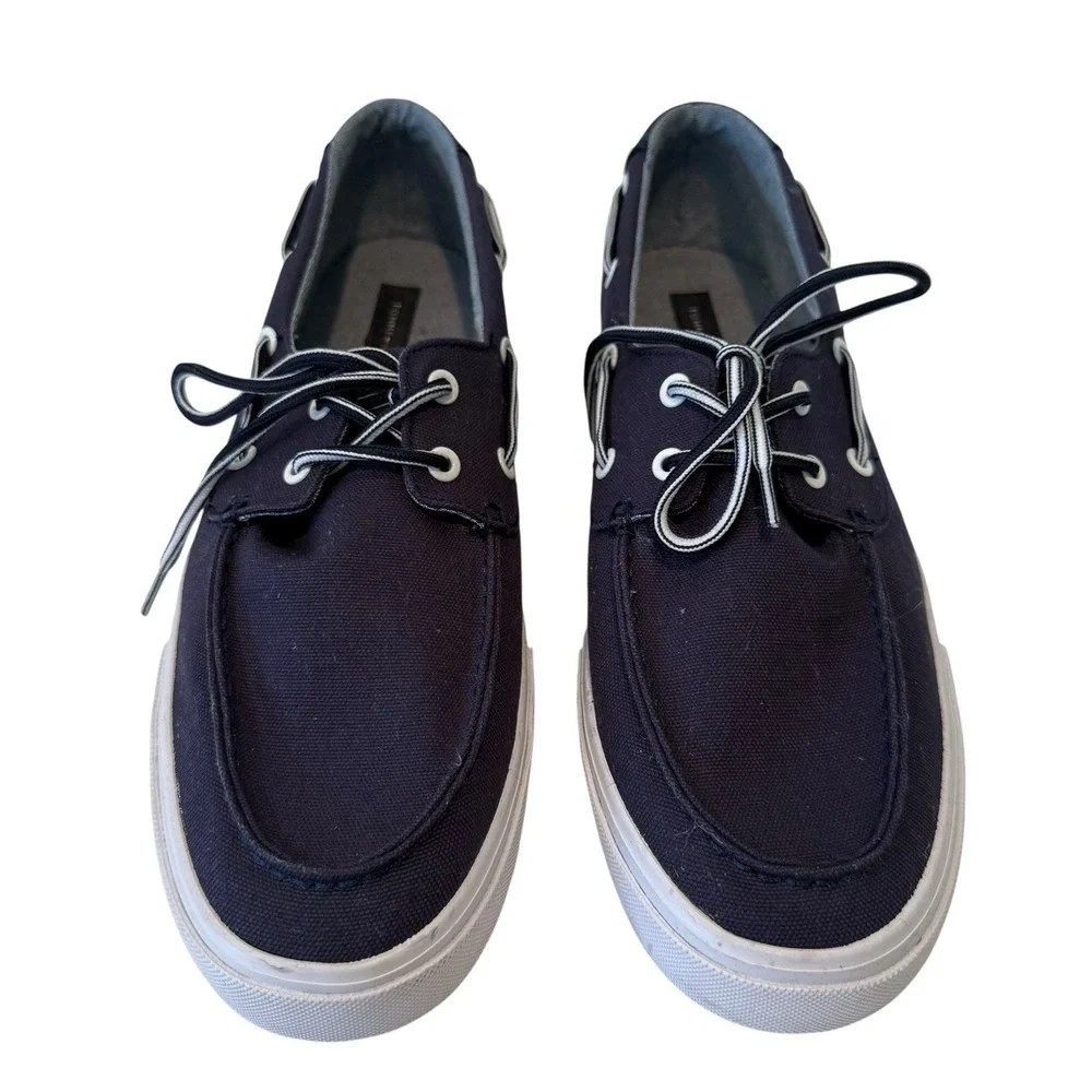 Tommy Hilfiger Navy Blue PHARIS Canvas Boat Shoes Designer Mens‎ US 11 S3
